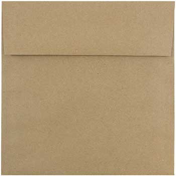 JAM Paper Square Premium Invitation Envelopes, 8 1/2&quot; x 8 1/2&quot;, Brown Kraft Paper Bag, 50/BX