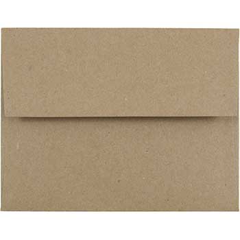 JAM Paper A2 Premium Invitation Envelopes, 4 3/8&quot; x 5 3/4&quot;, Brown Kraft Paper Bag, 25/PK