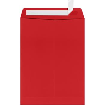 JAM Paper Open End Window Envelopes, 80 lb, 9 in x 12 in, Ruby Red, 50/Pack