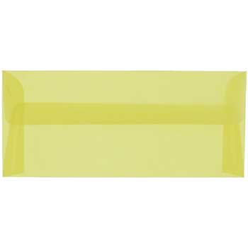 JAM Paper #10 Business Translucent Vellum Envelopes, 4 1/8&quot; x 9 1/2&quot;, Primary Yellow, 25/PK