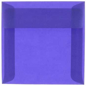 JAM Paper Square Translucent Vellum Invitation Envelopes, 5 1/2&quot; x 5 1/2&quot;, Primary Blue, 25/PK