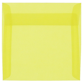 JAM Paper Square Translucent Vellum Invitation Envelopes, 6&quot; x 6&quot;, Primary Yellow, 50/BX