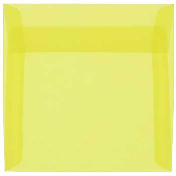 JAM Paper Square Translucent Vellum Invitation Envelopes, 6&quot; x 6&quot;, Primary Yellow, 25/PK