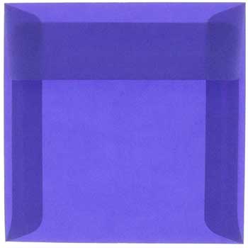 JAM Paper Translucent Vellum Invitation Envelopes, 6&quot; x 6&quot;, Primary Blue, 50/BX