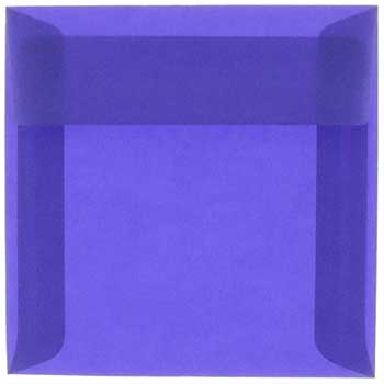 JAM Paper Translucent Vellum Envelopes, 6 1/2&quot; x 6 1/2&quot;, Primary Blue, 50/BX