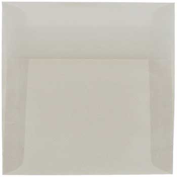 JAM Paper 6&quot; x 6&quot; Square Translucent Vellum Invitation Envelopes, Platinum Silver, 25/PK