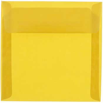 JAM Paper Square Translucent Vellum Invitation Envelopes, 6&quot; x 6&quot;, Gold, 25/PK