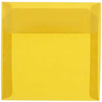 JAM Paper Square Translucent Vellum Invitation Envelopes, 8 1/2&quot; x 8 1/2&quot;, Gold, 25/PK