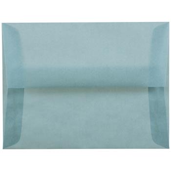 JAM Paper A2 Translucent Vellum Invitation Envelopes, 4 3/8&quot; x 5 3/4&quot;, Ocean Blue, 50/BX
