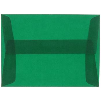 JAM Paper A2 Translucent Vellum Invitation Envelopes, 4 3/8&quot; x 5 3/4&quot;, Racing Green, 25/PK