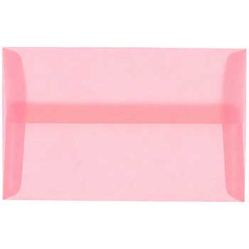 JAM Paper A2 Translucent Vellum Invitation Envelopes, 4 3/8&quot; x 5 3/4&quot;, Blush Pink, 50/BX