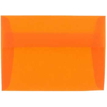 JAM Paper A2 Translucent Vellum Invitation Envelopes, 4 3/8&quot; x 5 3/4&quot;, Orange, 50/BX