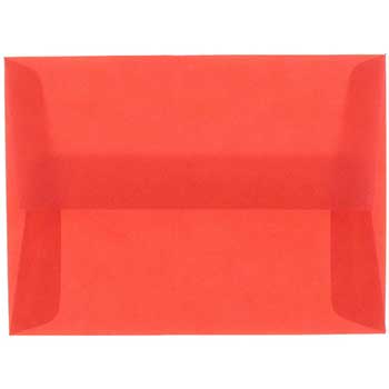 JAM Paper A6 Translucent Vellum Envelopes, 4 3/4&quot; x 6 1/2&quot;, Primary Red, 50/BX