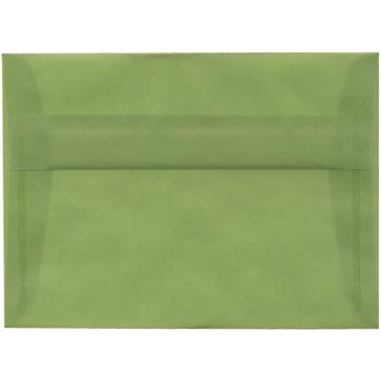 JAM Paper A7 Translucent Vellum Invitation Envelopes, 5 1/4&quot; x 7 1/4&quot;, Leaf Green, 250/BX