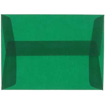 JAM Paper A10 Translucent Vellum Invitation Envelopes, 6&quot; x 9 1/2&quot;, Racing Green, 50/BX