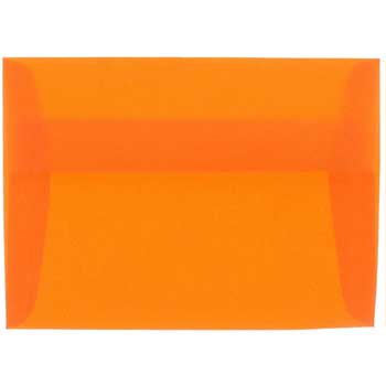 JAM Paper A10 Translucent Vellum Invitation Envelopes, 6&quot; x 9 1/2&quot;, Orange, 250/CT