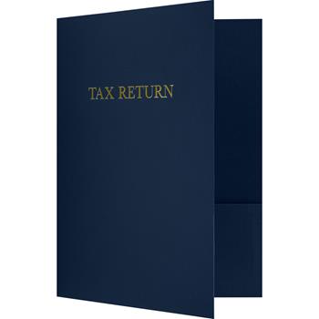 JAM Paper Two Pocket Tax Return Linen Folders, Navy, 250/Case