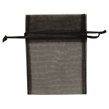 JAM Paper Sheer Organza Bags, X-Small, 3&quot; x 4&quot;, Black, 12/PK