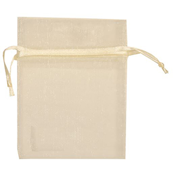 JAM Paper Sheer Organza Gift Bags, 3&quot; x 4&quot;, Ivory, 12/PK