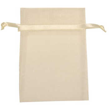 JAM Paper Sheer Organza Gift Bags, 4&quot; x 5 1/2&quot;, Ivory, 96/BX