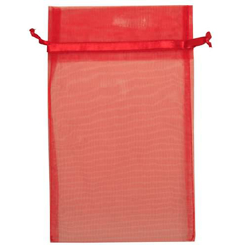 JAM Paper Sheer Organza Bags, Large, 5 1/2&quot; x 9&quot;, Red, 12/PK