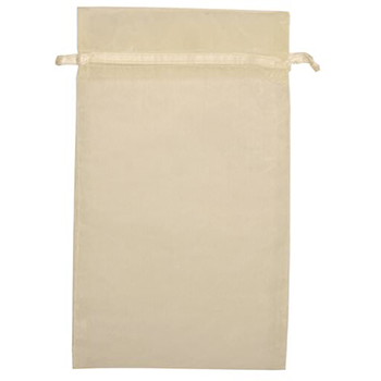 JAM Paper Sheer Organza Gift Bags, 5 1/2&quot; x 9&quot;, Ivory, 12/PK