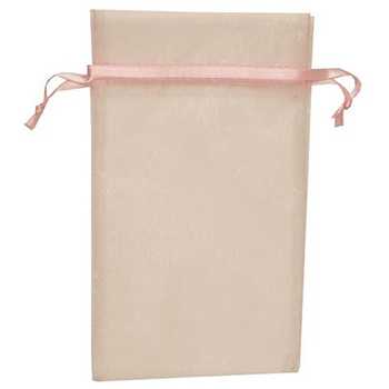 JAM Paper Sheer Organza Gift Bags, 5 1/2&quot; x 9&quot;, Baby Pink, 12/PK