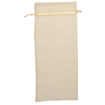 JAM Paper Sheer Organza Wine Bags Carriers, 6&quot; x 14&quot;, Ivory, 12/PK