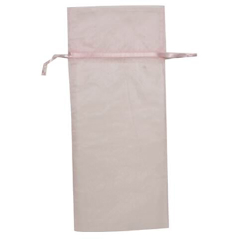 JAM Paper Sheer Organza Wine Bags Carriers, 6&quot; x 14&quot;, Baby Pink, 12/PK