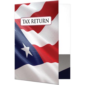 JAM Paper Presentation Tax Folder, 9 in x 12 in, Patriotic Flag Design, 50/Pack