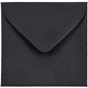 JAM Paper Square Invitation Envelopes, 3 1/8&quot; x 3 1/8&quot;, Black Linen, 50/BX