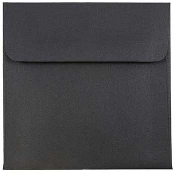 JAM Paper 5&quot; x 5&quot; Square Invitation Envelope, Black Linen, 25/PK