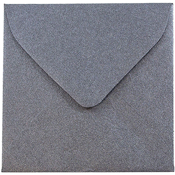 JAM Paper Square Metallic Invitation Envelopes, 3 1/8&quot; x 3 1/8&quot;, Anthracite Stardream, 100/PK
