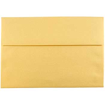 JAM Paper A8 Metallic Invitation Envelopes, 5 1/2&quot; x 8 1/8&quot;, Gold Stardream, 50/BX