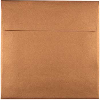JAM Paper Metallic Invitation Envelopes, 6 1/2&quot; x 6 1/2&quot;, Copper Stardream, 50/PK