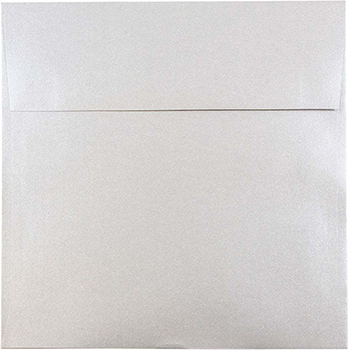 JAM Paper Square Metallic Invitation Envelopes, 8 1/2&quot; x 8 1/2&quot;, Silver Stardream, 50/PK
