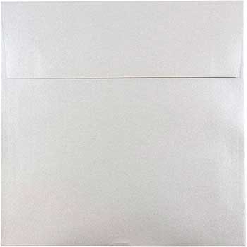 JAM Paper 8 1/2&quot; x 8 1/2&quot; Square Metallic Invitation Envelopes, Silver Stardream, 25/PK