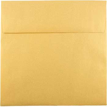 JAM Paper Metallic Invitation Envelopes, 8 1/2&quot; x 8 1/2&quot;, Gold Stardream, 250/CT