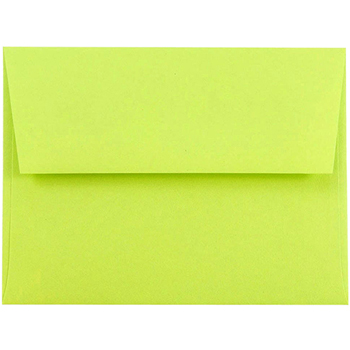 JAM Paper A2 Invitation Envelopes, 4 3/8&quot; x 5 3/4&quot; , Brite Hue Ultra Lime, 25/PK