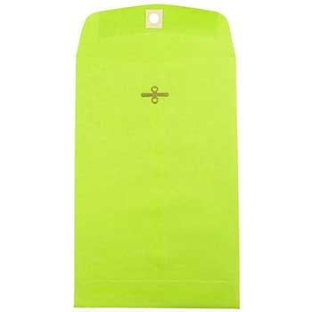 JAM Paper Open End Catalog Colored Envelopes with Clasp Closure, 6&quot; x 9&quot;, Ultra Lime Green, 50/BX