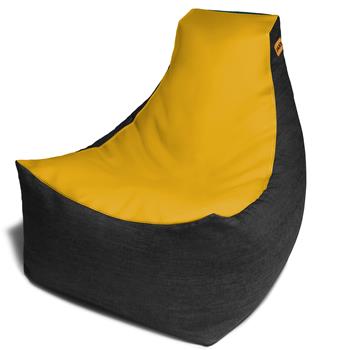 Jaxx Bean Bag Chair, 36 in L x 30 in W x 28 in H, Vinyl/Denim, Yellow