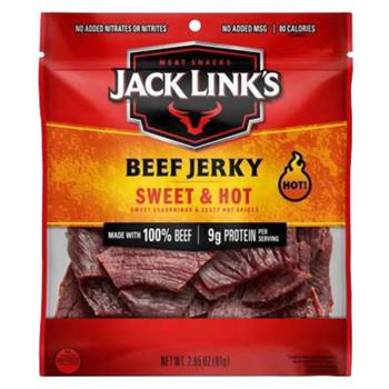 Jack Link’s Sweet &amp; Hot Beef Jerky, 2.85 oz, 8/Case