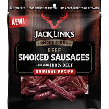 Jack Link’s Hot &amp; Spicy Beef Smoked Sausages, 4 oz., 8/CS