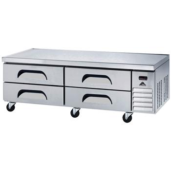 Akita Chef Base, 4 Drawers, 4 Shelves, 72 in, 276 lbs, Stainless Steel