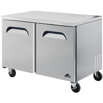 Akita Undercounter Refrigerator, 2 Doors, 2 Shelves, 8.92 cu. ft, 170 lbs, Stainless Steel