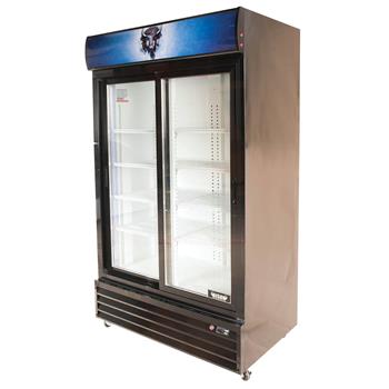 Bison Refrigeration Reach-In Glass Door Refrigerator, Two-Section, 35  cu. ft., Black
