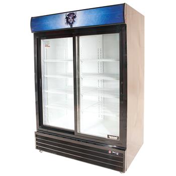 Bison Refrigeration Reach-In Glass Door Refrigerator, Two-Section, 48 cu. ft., Black