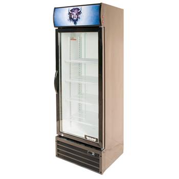Bison Refrigeration Reach-In Glass Door Refrigerator, One-Section, 8.7 cu. ft., Black