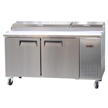 Bison Refrigeration Pizza Prep Unit, Two-Section,  20.0 cu. ft., Stainless Steel