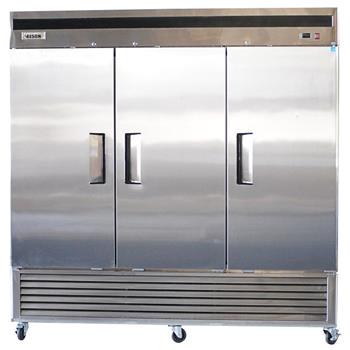 Bison Refrigeration Reach-In Freezer, Three-Section,  71.0 cu. ft., Stainless Steel